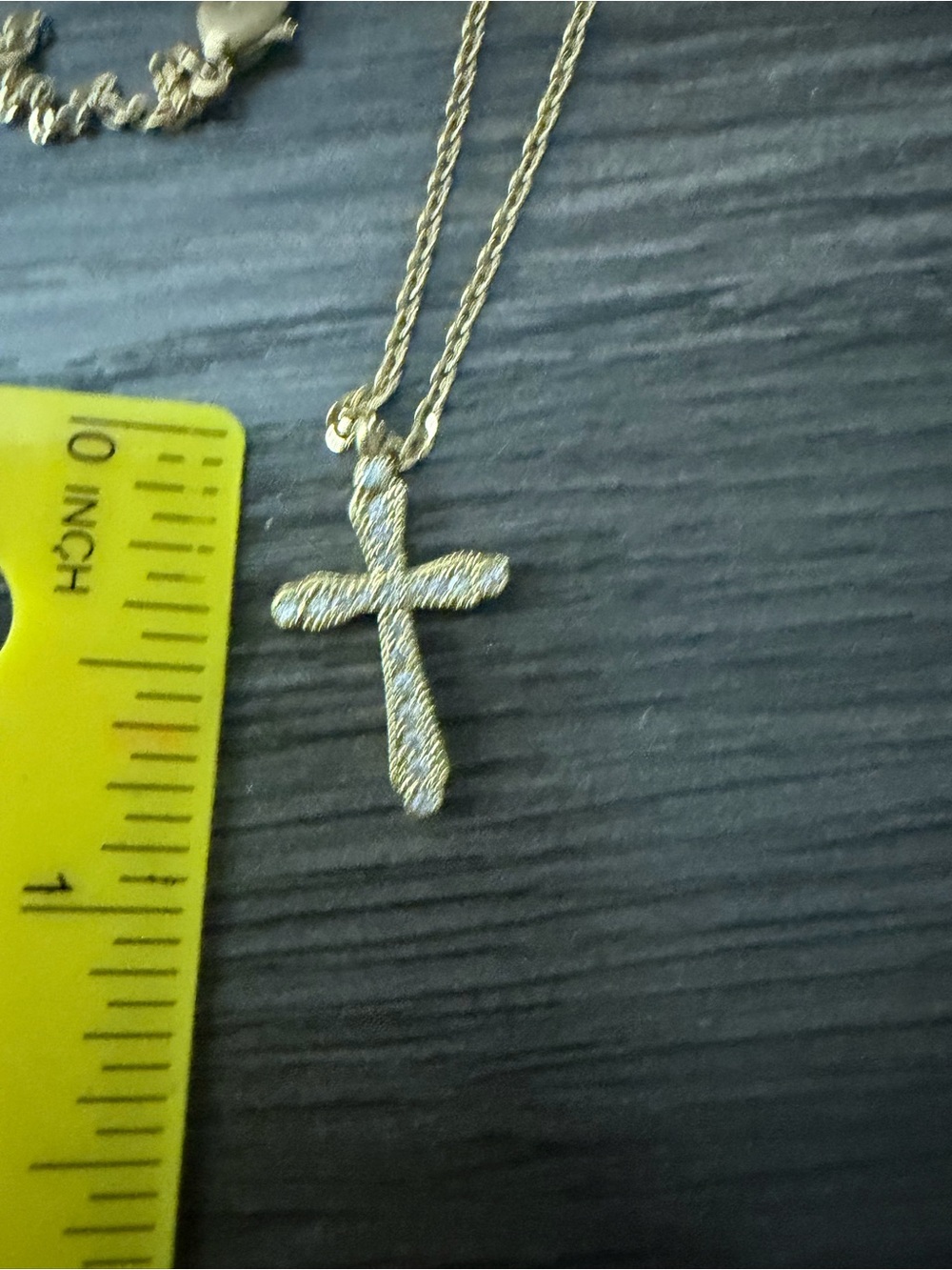 Gold Cross Pendant Necklace with Crystal Accents - Picture 6 of 6